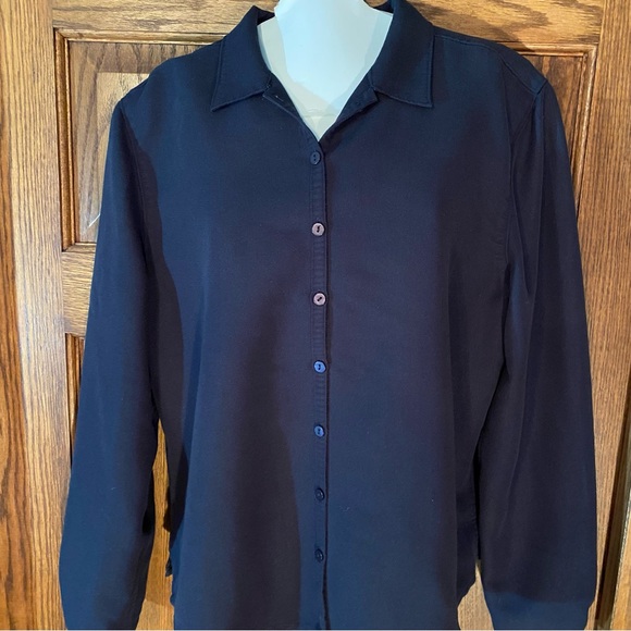 C&B Corduroy Navy Button Down Women’s Top Size M - Picture 1 of 6